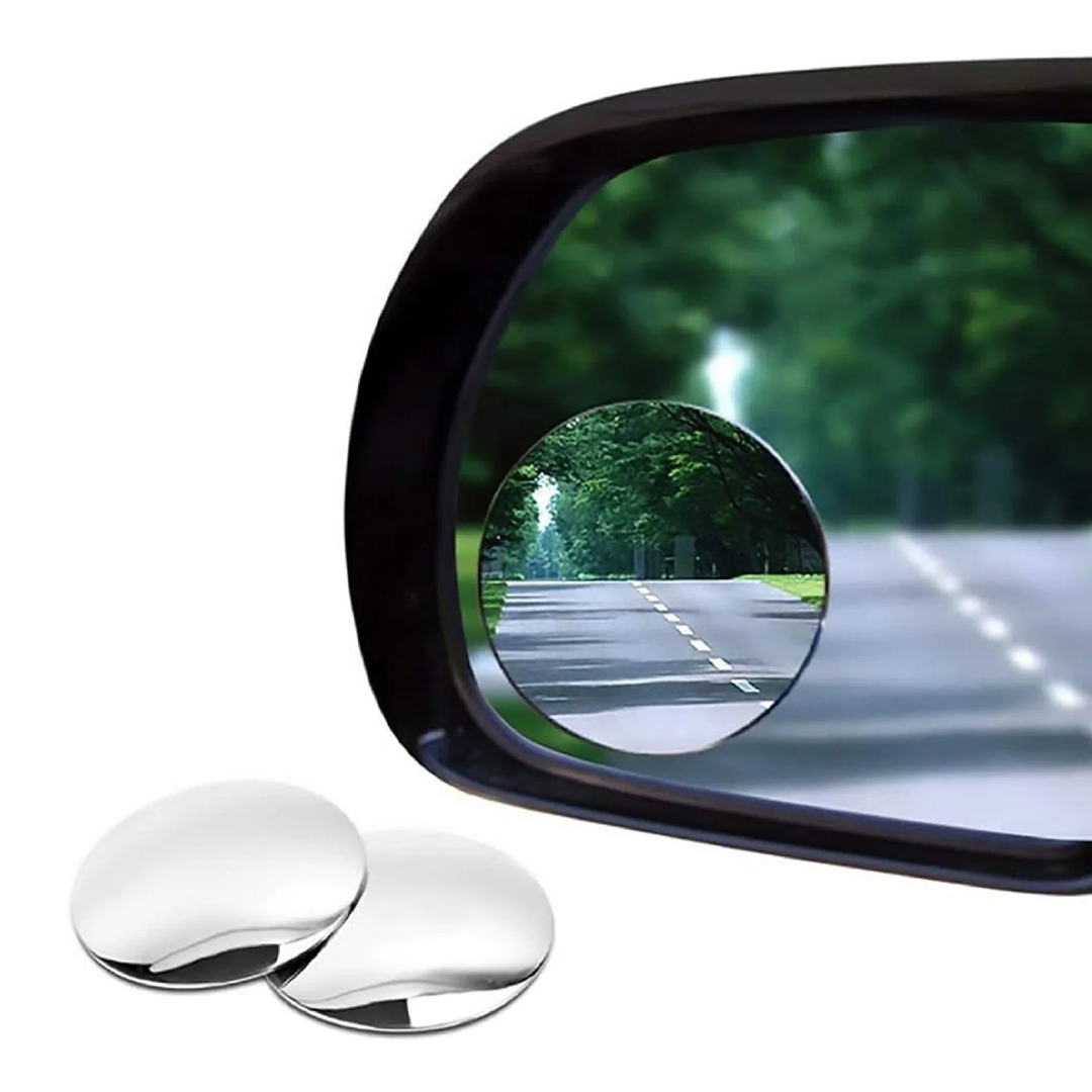 Potauto Blind Spot Mirror, 360° Angle Rear View Parking Convex Mirror, Frameless Car Mirror with 3M Original adhesive compatible for all Vehicles (Round 2-Pcs)