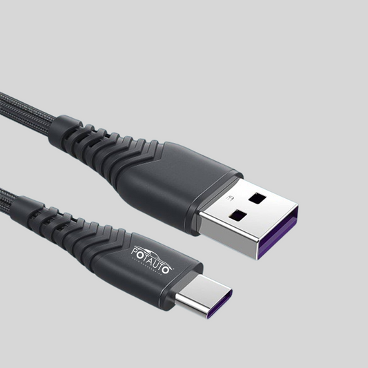 POTAUTO USB to Type-C 40W Fast Charging Cable – High-Speed Data Transfer, Compatible with Smartphones, Tablets & More (1M, Black)