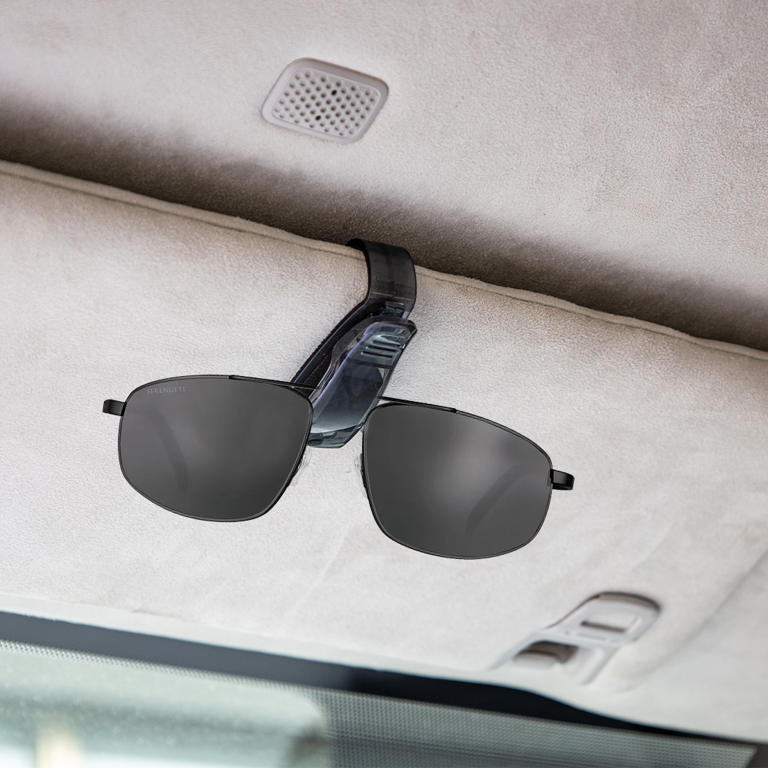 Potauto 1 Pc Car Sunglass Holder Eyeglasses Storage Fastener Sun Visor Clip-on Glass Case for All Cars, SUVs, Trucks (Universal Black)