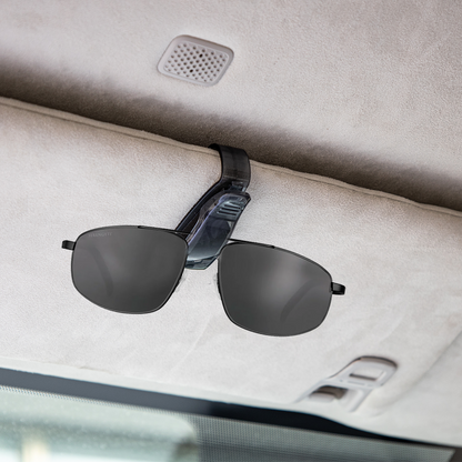 Potauto 1 Pc Car Sunglass Holder Eyeglasses Storage Fastener Sun Visor Clip-on Glass Case for All Cars, SUVs, Trucks (Universal Black)