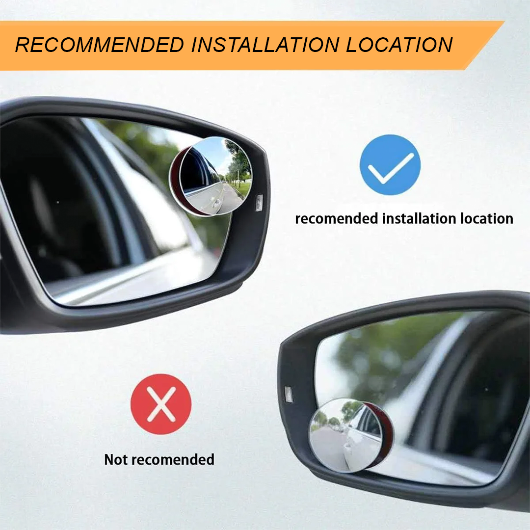Potauto Blind Spot Mirror, 360° Angle Rear View Parking Convex Mirror, Frameless Car Mirror with 3M Original adhesive compatible for all Vehicles (Round 2-Pcs)