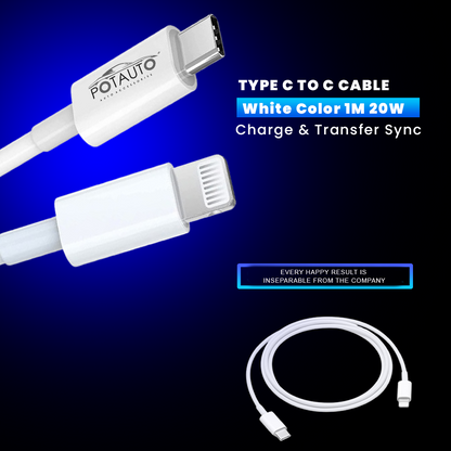 POTAUTO USB to Type-L Apple Charging Cable | 1 Meter | 12W Fast & Reliable Charging Compatible for MacBooks & Apple Devices