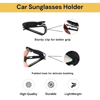 Potauto 1 Pc Car Sunglass Holder Eyeglasses Storage Fastener Sun Visor Clip-on Glass Case for All Cars, SUVs, Trucks (Universal Black)