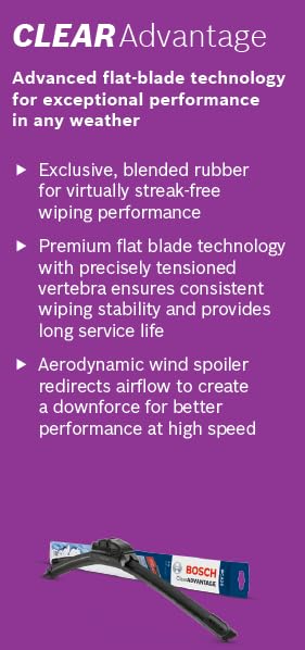 Bosch CLEAR Advantage frameless Wiper Blades (Single) | High Performance flat Wiper Blades - VTL WORLD