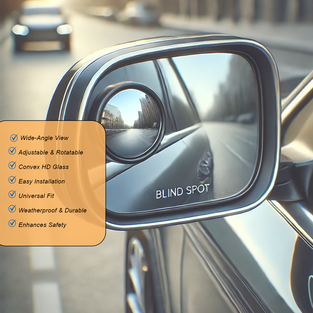 Potauto Blind Spot Mirror, 360° Angle Rear View Parking Convex Mirror, Frameless Car Mirror with 3M Original adhesive compatible for all Vehicles (Round 2-Pcs)