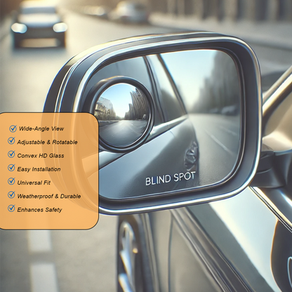 Potauto Blind Spot Mirror, 360° Angle Rear View Parking Convex Mirror, Frameless Car Mirror with 3M Original adhesive compatible for all Vehicles (Round 2-Pcs)