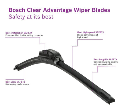 Bosch CLEAR Advantage frameless Wiper Blades (Single) | High Performance flat Wiper Blades - VTL WORLD