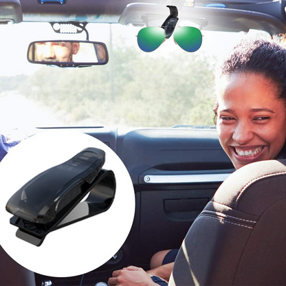 Potauto 1 Pc Car Sunglass Holder Eyeglasses Storage Fastener Sun Visor Clip-on Glass Case for All Cars, SUVs, Trucks (Universal Black)