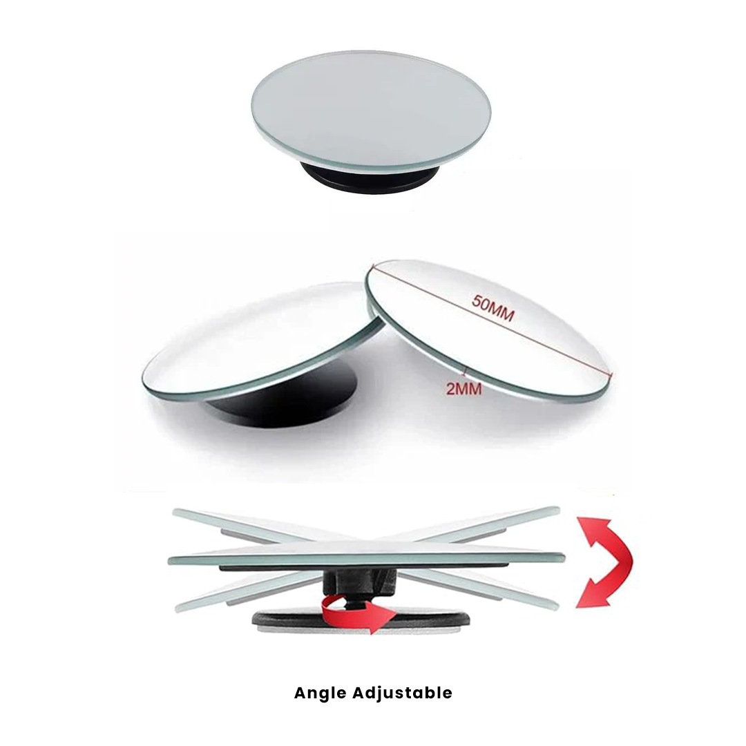 Potauto Blind Spot Mirror, 360° Angle Rear View Parking Convex Mirror, Frameless Car Mirror with 3M Original adhesive compatible for all Vehicles (Round 2-Pcs)