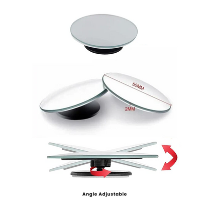 Potauto Blind Spot Mirror, 360° Angle Rear View Parking Convex Mirror, Frameless Car Mirror with 3M Original adhesive compatible for all Vehicles (Round 2-Pcs)