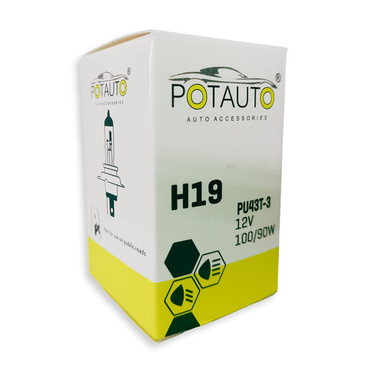 POTAUTO H19 PU43T-3 12V 100/90W HEAD LIGHT HALOGEN BULB QUARTZ GLASS | CQXX12H19Q289 | SINGLE UNIT - VTL WORLD