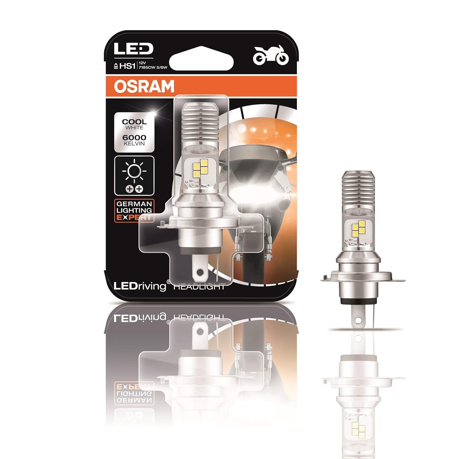 Osram LEDriving HEADLIGHT for bikes HS1 7285CW 5/6W 12V PX43T Blister Pack, Cool White - VTL WORLD