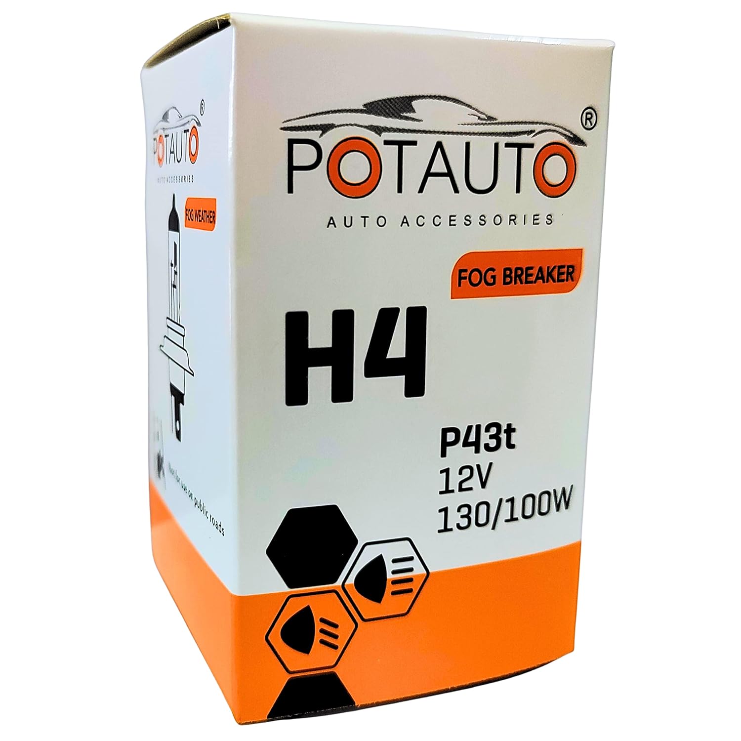 Potauto H4 12V Halogen Headlight Bulb - VTL WORLD