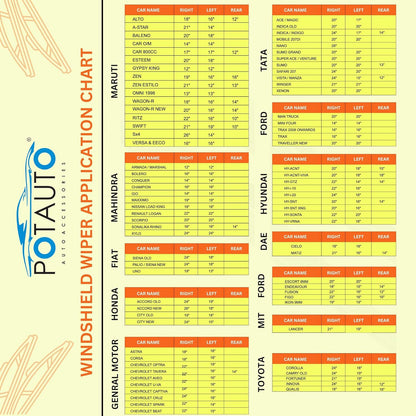 Potauto Aerodynamic Front Wiper (Single) | Flat Blade Performance Wiper Blades - VTL WORLD
