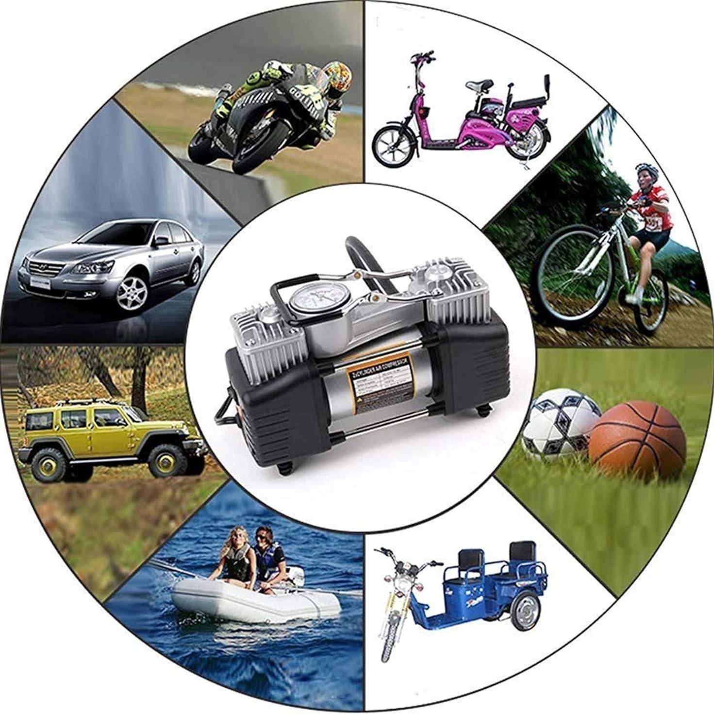 Potauto Tyre Inflator with for Car | Trucks | Motorbikes | Vehicles | Football - VTL WORLD