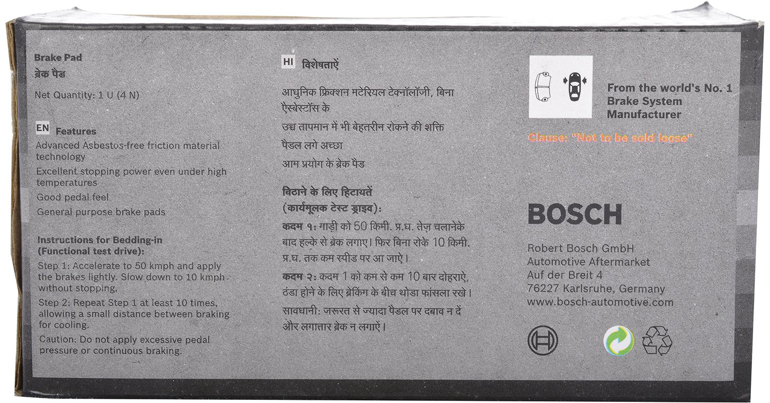 Bosch F002H600408F8 All Weather Performance Front Brake Pad for GM Tavera (Set of 4) - VTL WORLD