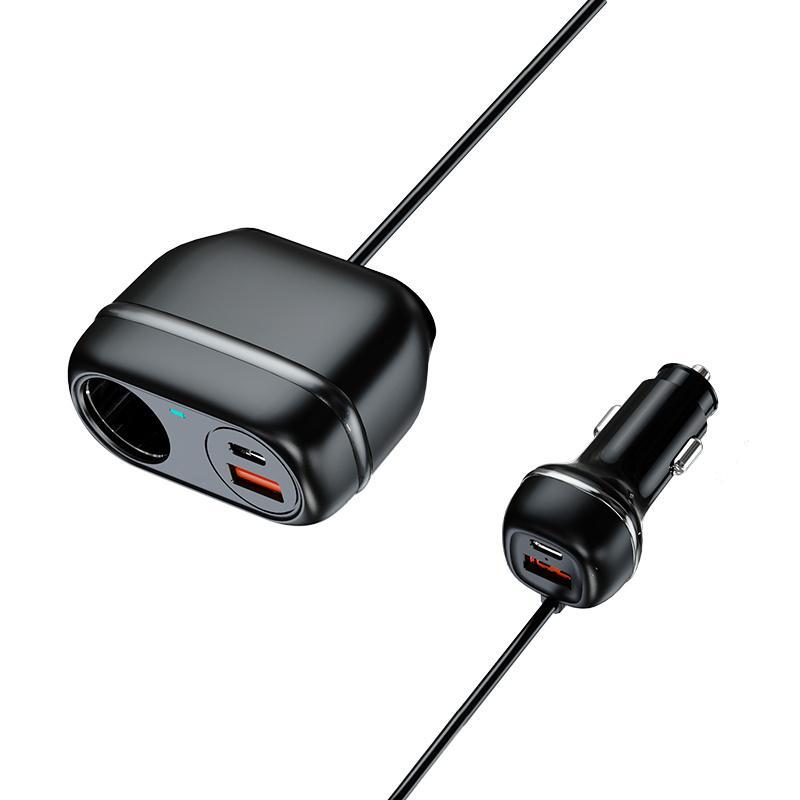 Potauto 102W 5 in 1 Car charger with cigarette lighter port extender and 2 USB A & 2 Type C PD30W Port