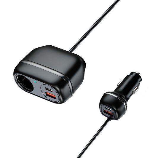 Potauto 102W 5 in 1 Car charger with cigarette lighter port extender and 2 USB A & 2 Type C PD30W Port