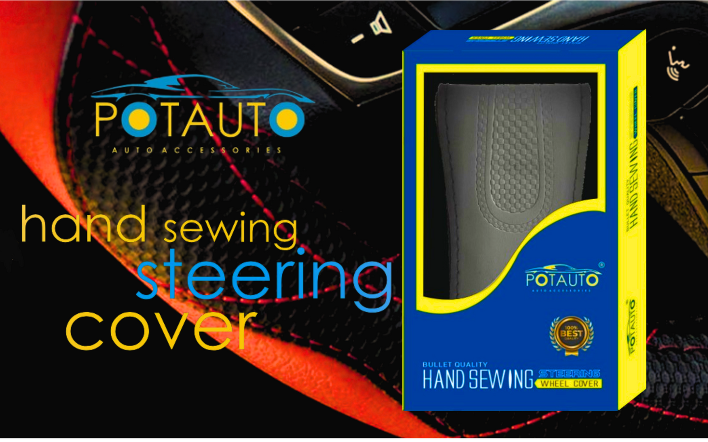 POTAUTO CAR STEERING WHEEL COVER -BREATHABLE & ANTI SLIP STEERING WHEEL COVER FOR UNIVERSAL FIT - VTL WORLD