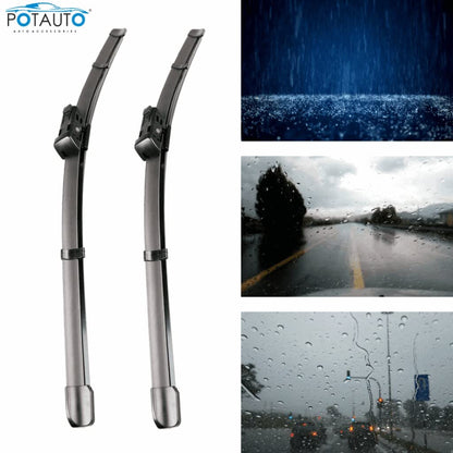POTAUTO High-End Front Wiper Blades - Long-Lasting, Smooth & Noise-Free Wiping for all Season (Pack of 2) - VTL WORLD