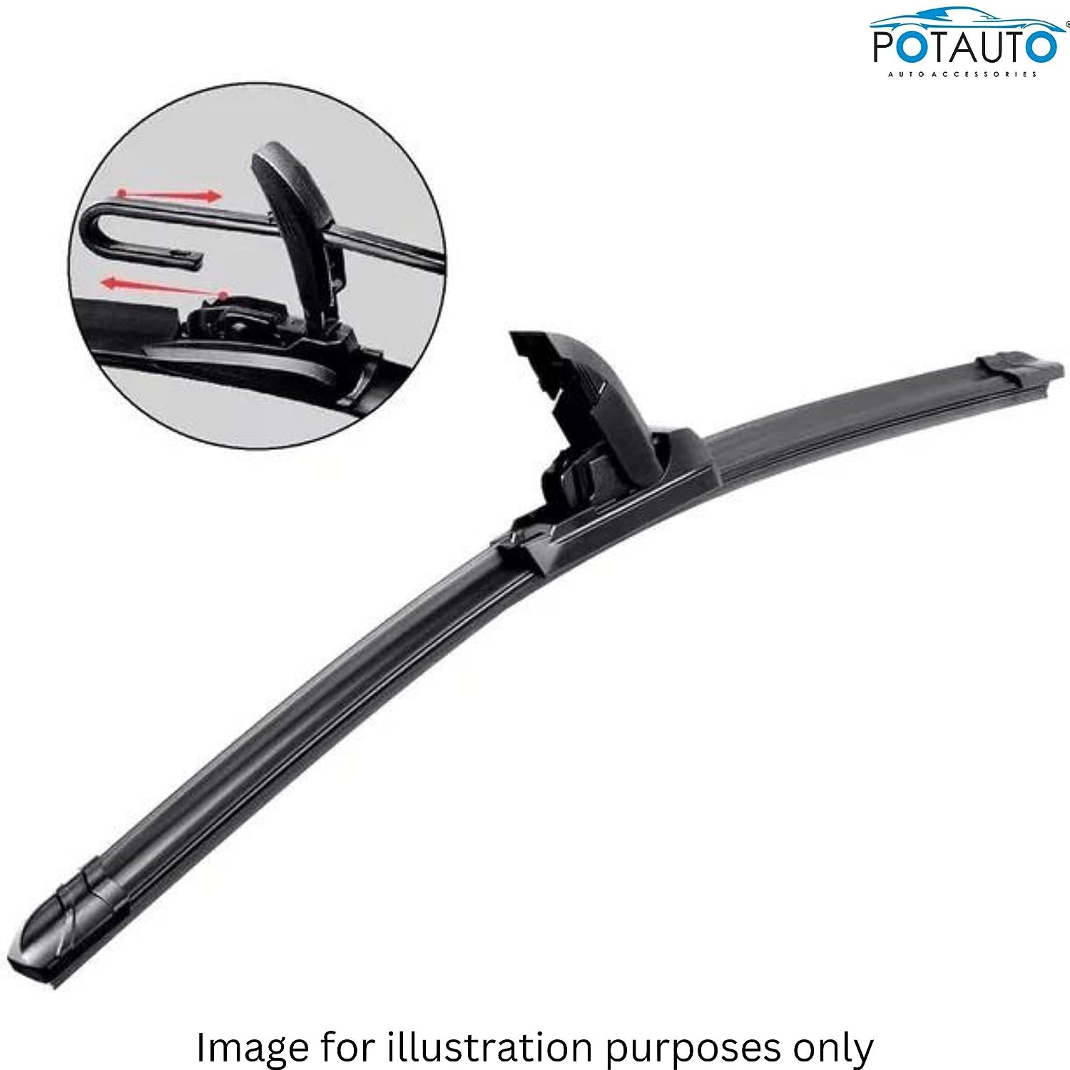 POTAUTO High-End Front Wiper Blades - Long-Lasting, Smooth & Noise-Free Wiping for all Season (Pack of 2) - VTL WORLD