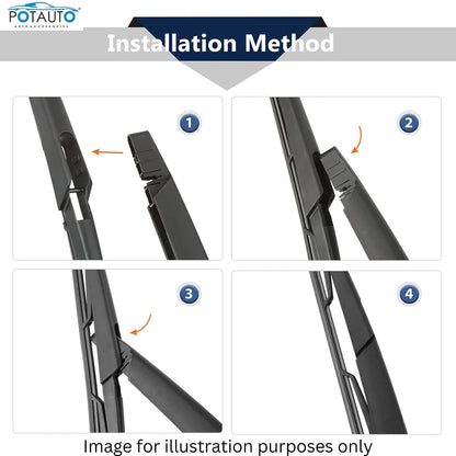 Potauto Rear Wiper Blade With Arm | Natural Rubber, Durable and Noise-Free - VTL WORLD